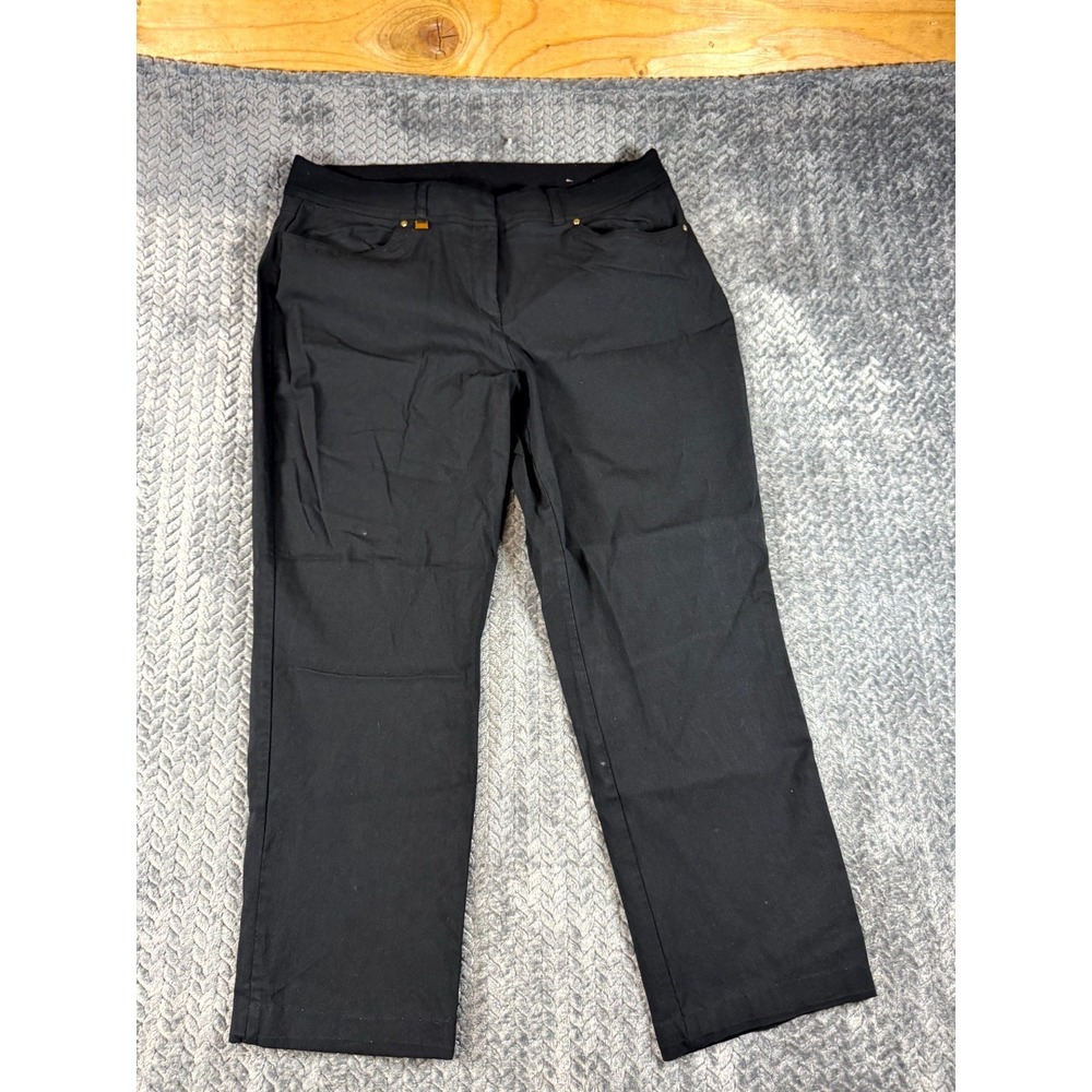 Jm‎ Collection Cropped Pants Womens 16 Black Stretch Business Formal Flat Front